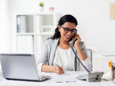 lady using phone service