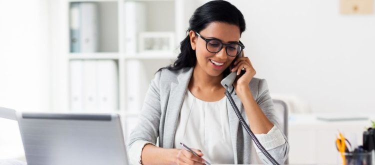 lady using phone service